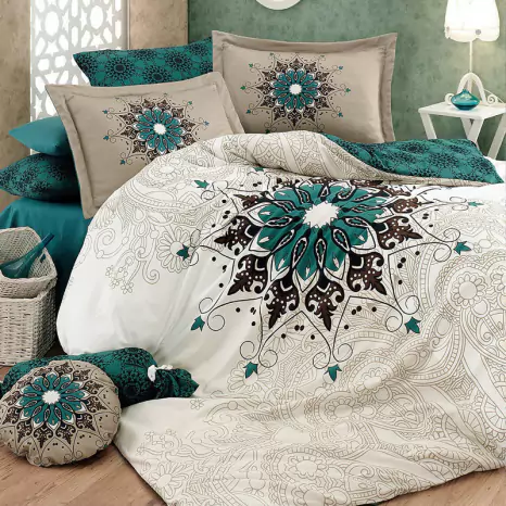 image of green bed linens